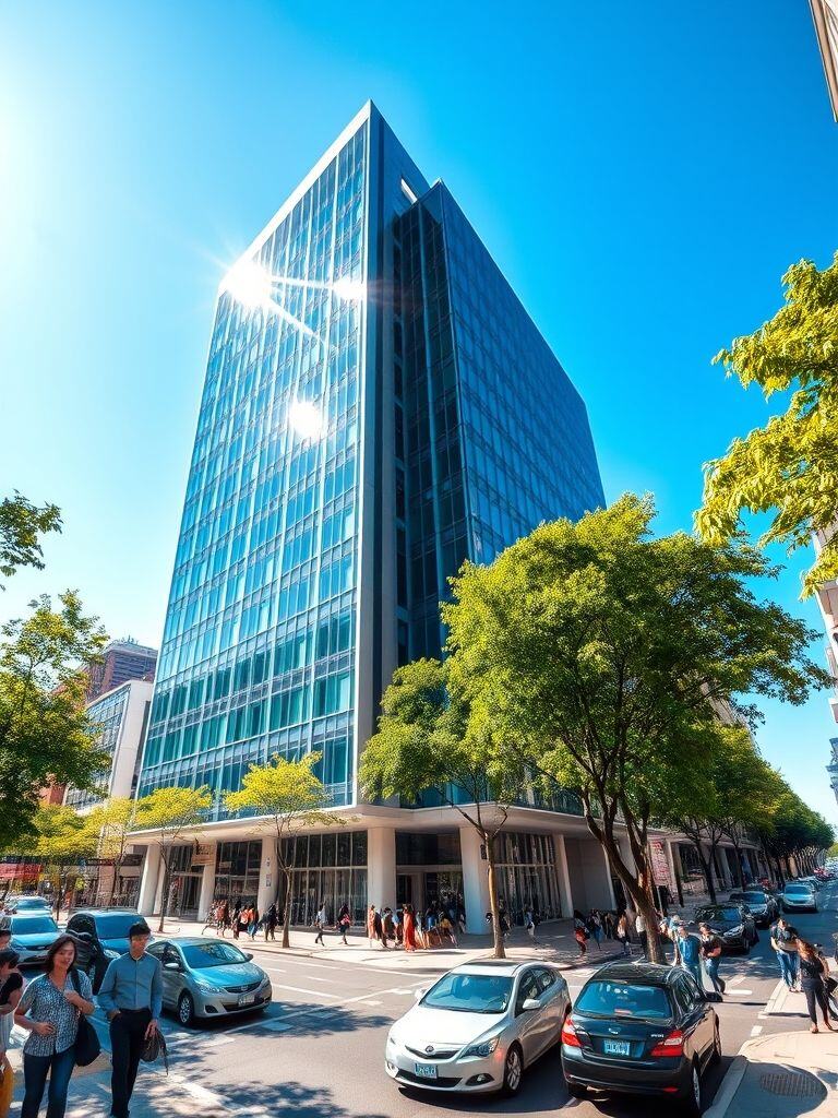 Imagen de la envolvente de una edificacion con fachada moderna. Revestimiento en vidrio | Innova Cladding Colombia